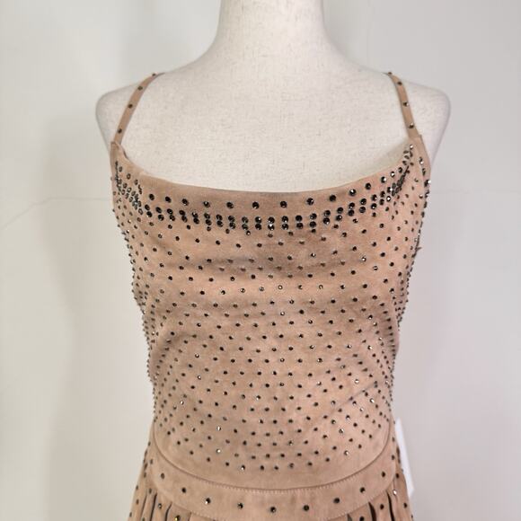 NWT Valentino Suede Studded Fringe Top Runway Collector Rare Balletcore Blush XS - Picture 4 of 16